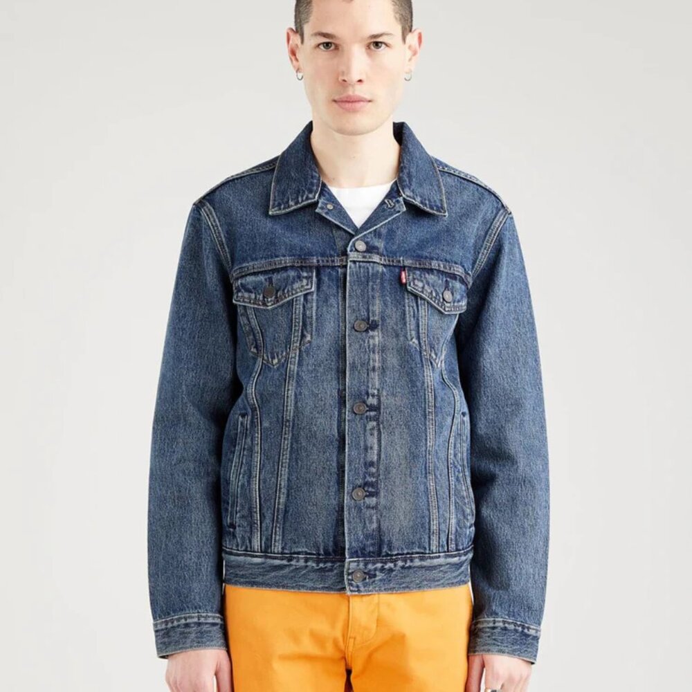 Levi's Men's Blue Denim Long Sleeve Classic Button-Front Trucker Jacket Size L